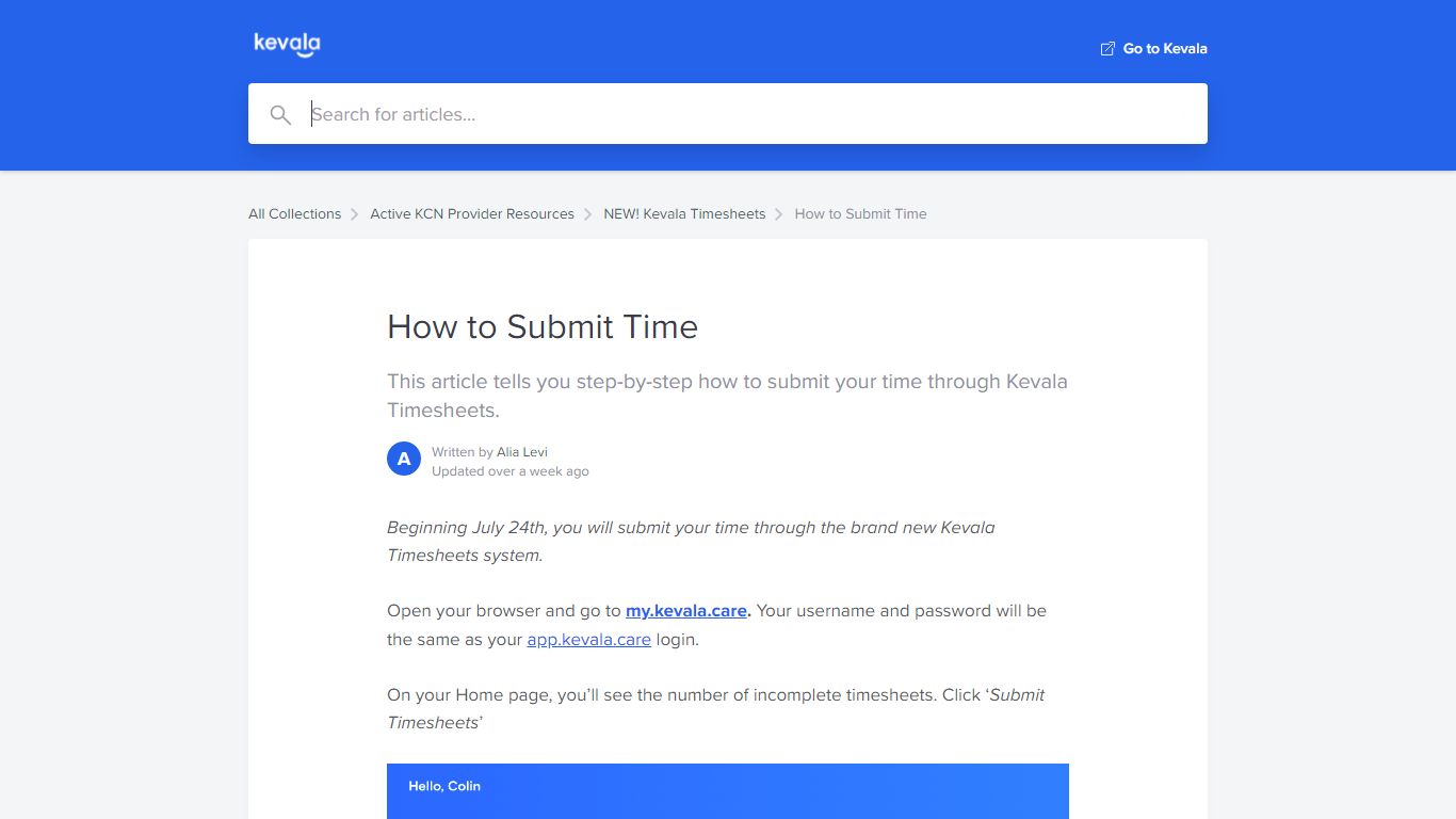 How to Submit Time | Kevala Help Center